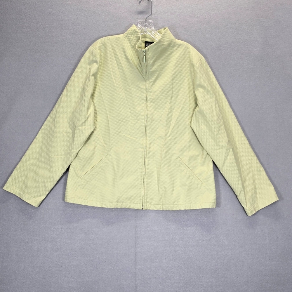 Eileen Fisher Jacket Womens XL   Yellow Full Zip Coat Top Cotton